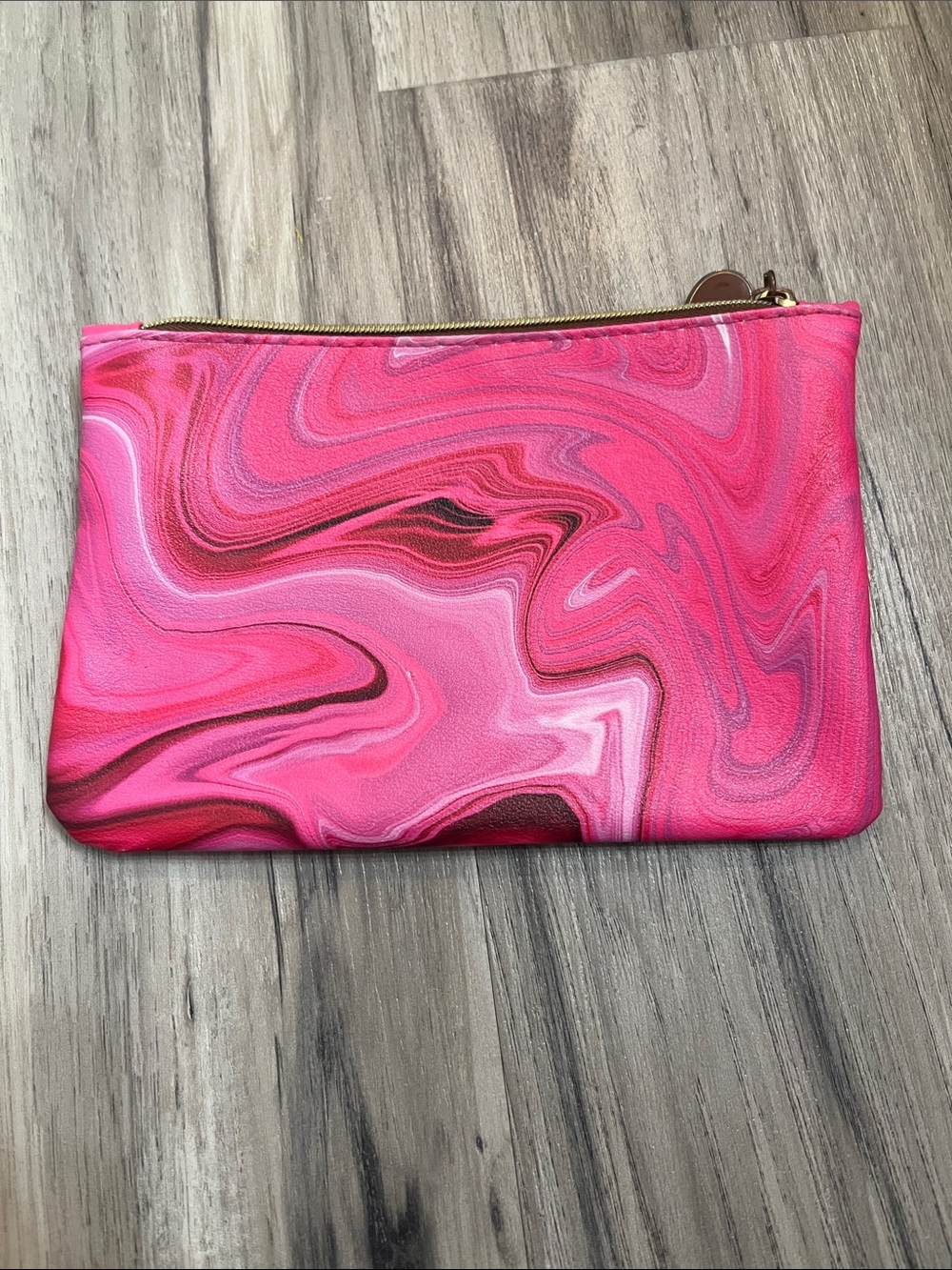 ipsy Pink Marble-Print Cosmetic Zip Pouch